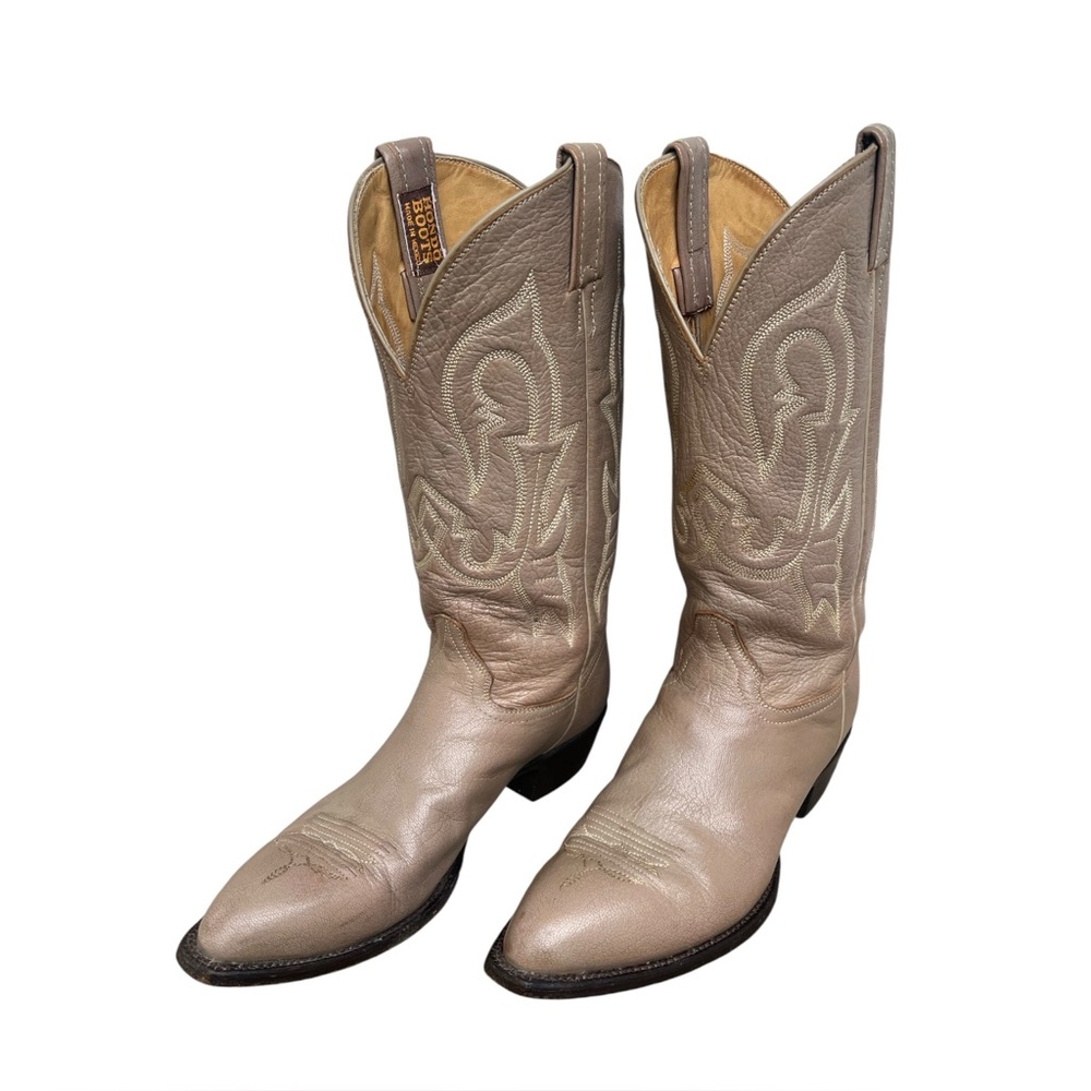Classic Women's Taupe Leather Western Heeled Boots